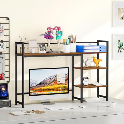 Wooden Desktop Storage Rack Computer Monitor Desktop Storage Rack Display Rack Cosmetics Organizer Storage Rack
