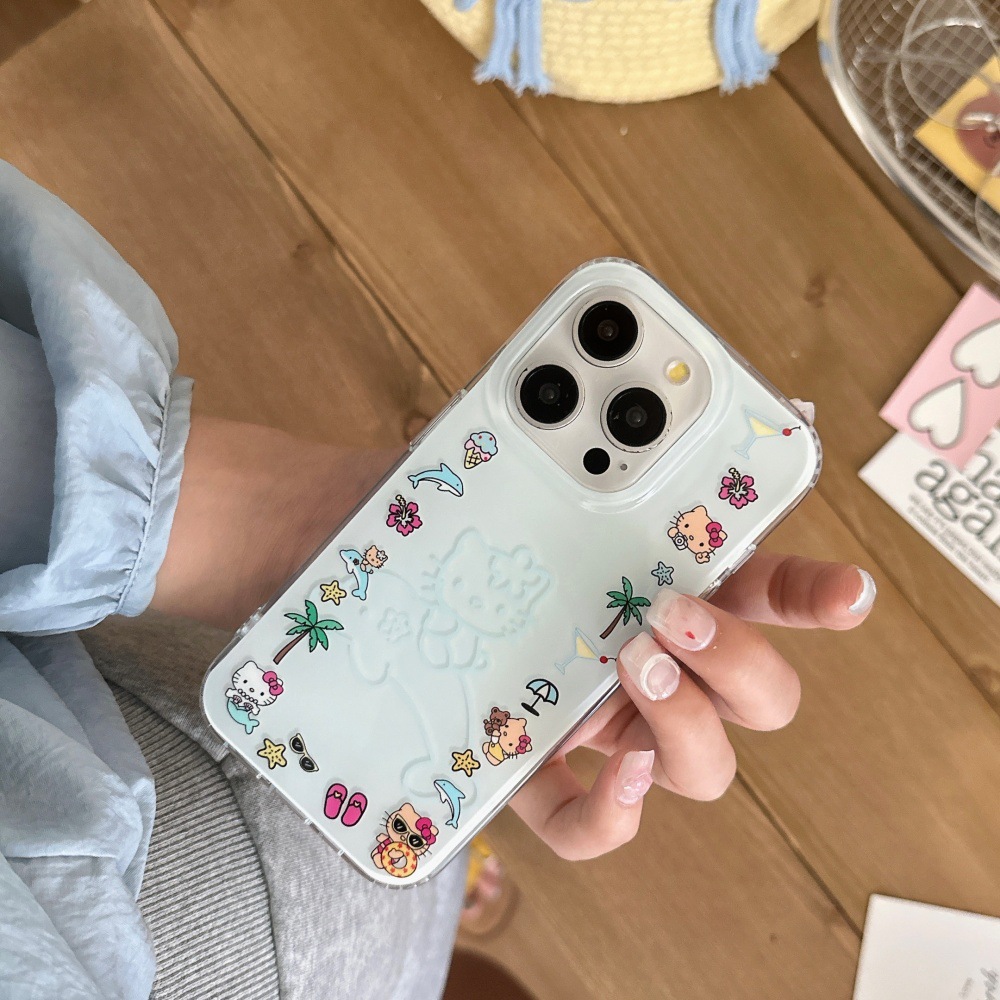 Linda niña corazón ins delfín kt para iPhone15/16ProMax Apple 13 funda para teléfono móvil 14 cadena 1