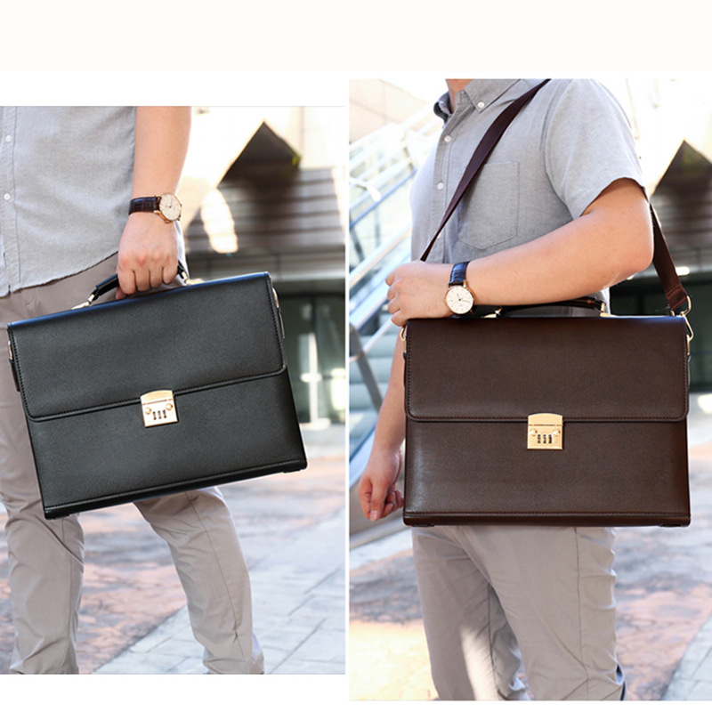 Cross-Border New Simple Men's Business Handbag Password Lock Briefcase Large Capacity Official Briefcase Computer Bag