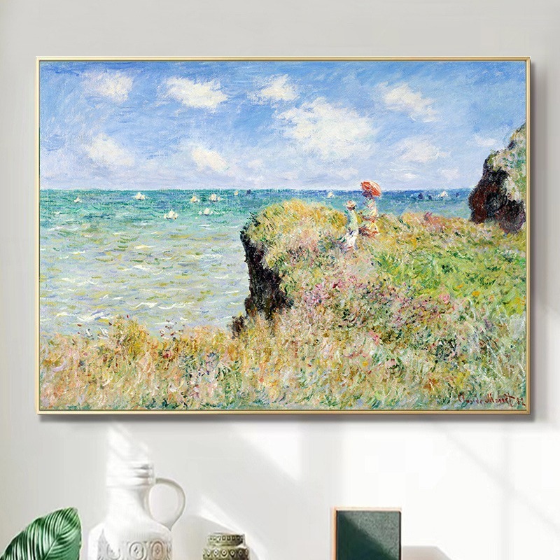 モネ日の出イメージ装飾画北欧客間レストラン掛け画抽象風景油絵寝室壁壁画麦畑|undefined