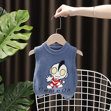 2021春款童裝兒童毛衣男女童1歲寶寶圓領卡通針織小背心套頭馬甲