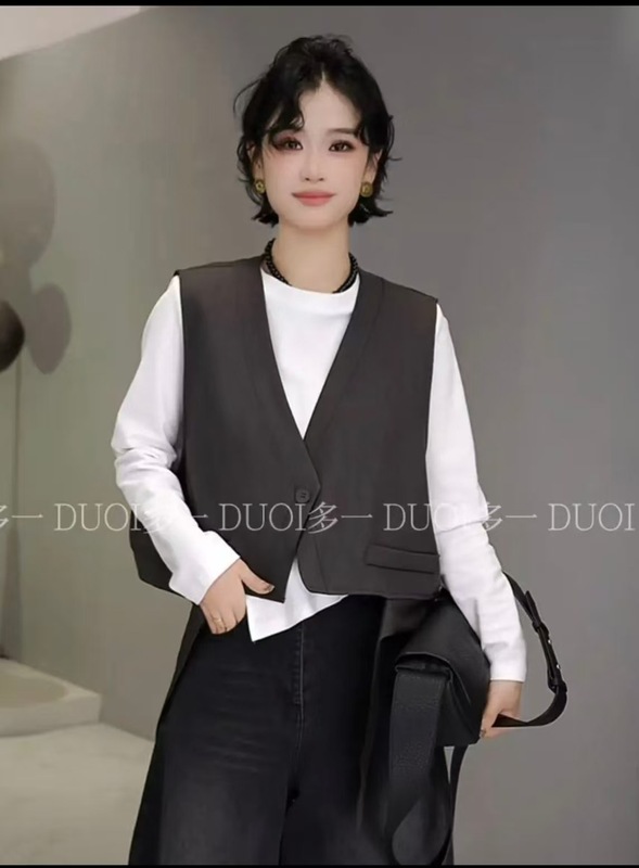 文艺复古休闲百搭西装马甲女2025秋季新款短款马夹坎肩外套上衣潮|undefined