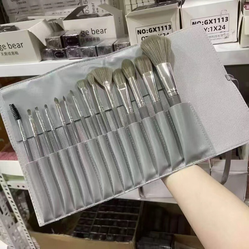 14 個のメイクブラシセットシルバーポール繊維毛スーパーソフトメイクブラシ卸売メイクブラシセットソース工場直接|undefined