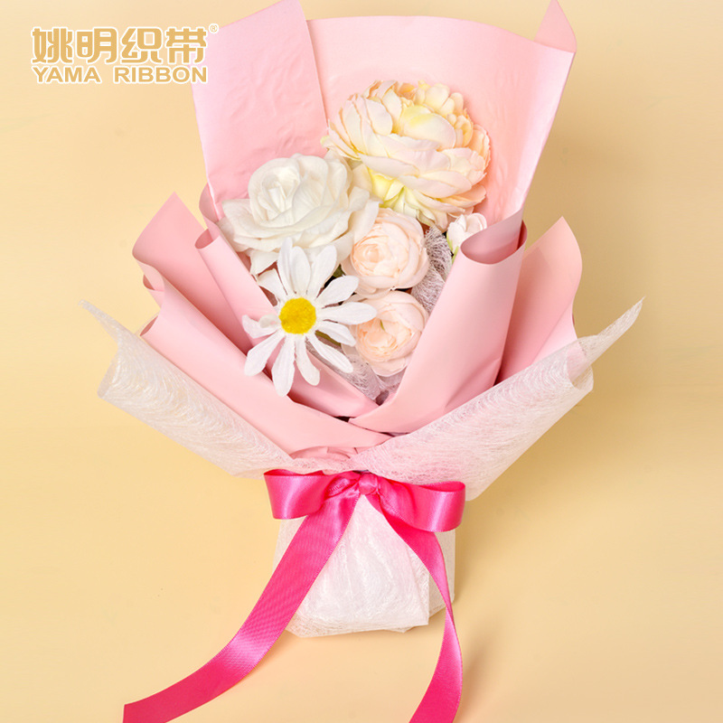 Yao Ming rosa caja de regalo de San Valentín cinta de embalaje accesorios de ropa pastel decoración de flores unilateral cinta de color