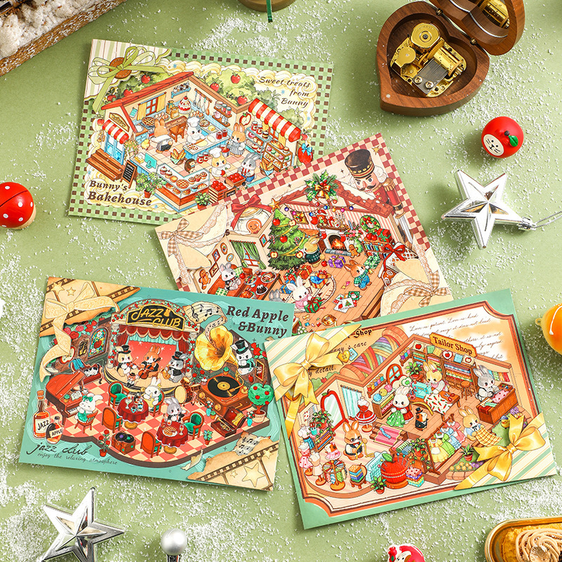 Fangdao Apple Rabbit Series Christmas Holiday Hand-Painted Scenery Stickers Pet Waterproof 3D Stickers Wholesale in Stock Fangdao Apple Rabbit Series Christmas Holiday Hand-Painted Scenery Stickers Pet Waterproof 3D Stickers Wholesale in Stock