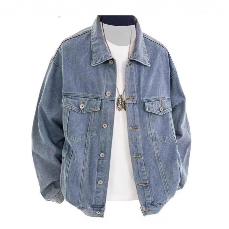 2025 Trendy Men's Japanese Retro Distressed Denim Jacket Unisex Streetwear Loose Casual Versatile Couple Coat 2025 Trendy Men's Japanese Retro Distressed Denim Jacket Unisex Streetwear Loose Casual Versatile Couple Coat