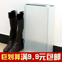 BX62精装加厚水晶鞋盒透明抽屉塑料鞋盒子长靴鞋盒抽拉式翻盖金属