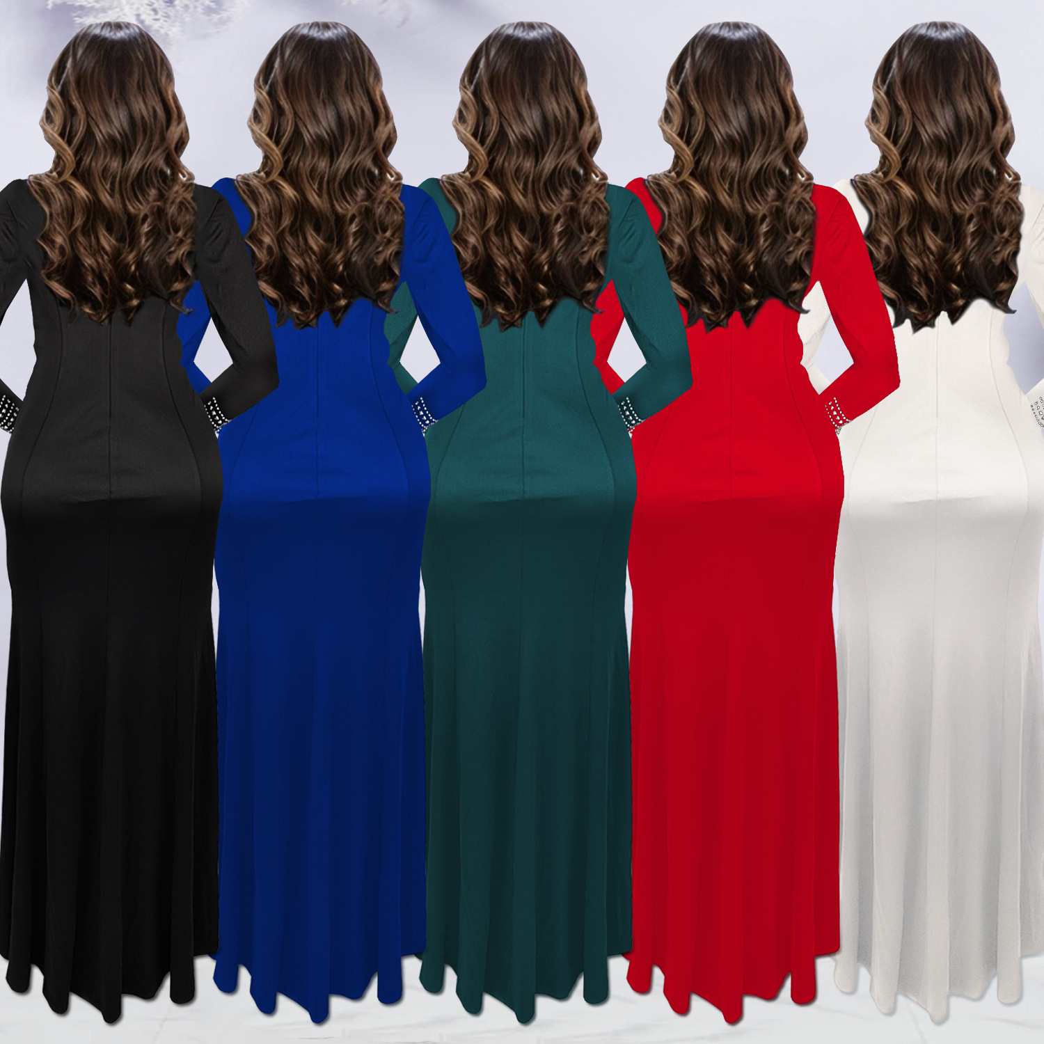 C7270 Aliexpress transfronterizo Amazon Europa y América de moda de mujer elegante bolso delgado brazo caliente vestido de color sólido