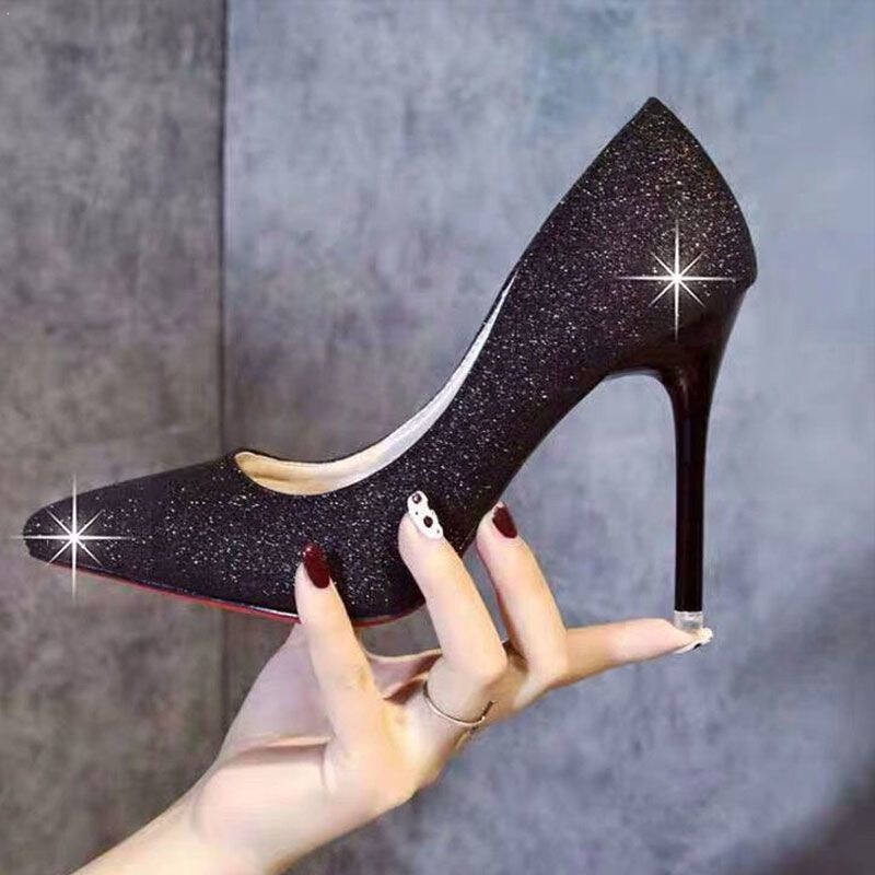 33 Transgender Matte Shiny Super Large Cross-Dressing Men's 45 Performance Sequin Wedding Shoes High Heels Women's Thin Heels