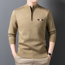 新款冬季毛衣男圆领打底衫休闲商务半高领针织衫8色  压花