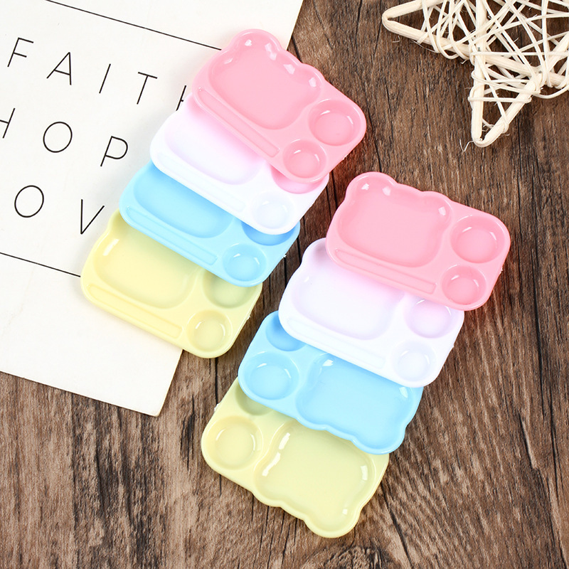 ミニチュアシミュレーションクマファーストフードプレート漫画ミニディナープレート DIY 食品と遊びのアクセサリーままごと食器プラスチックプレート|undefined