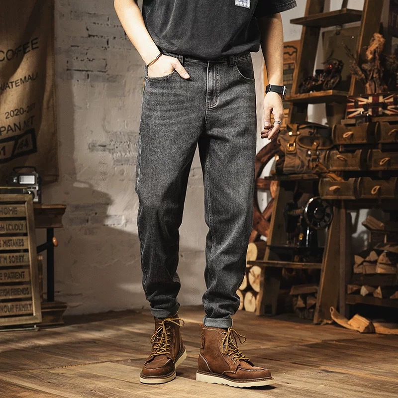 Jeans slim fit uomo pantalone in denim gamba dritta cotone_voghion.com