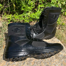 新式黑色夏季网面透气作战靴男超轻耐磨高帮拉链防穿刺沙漠训练靴