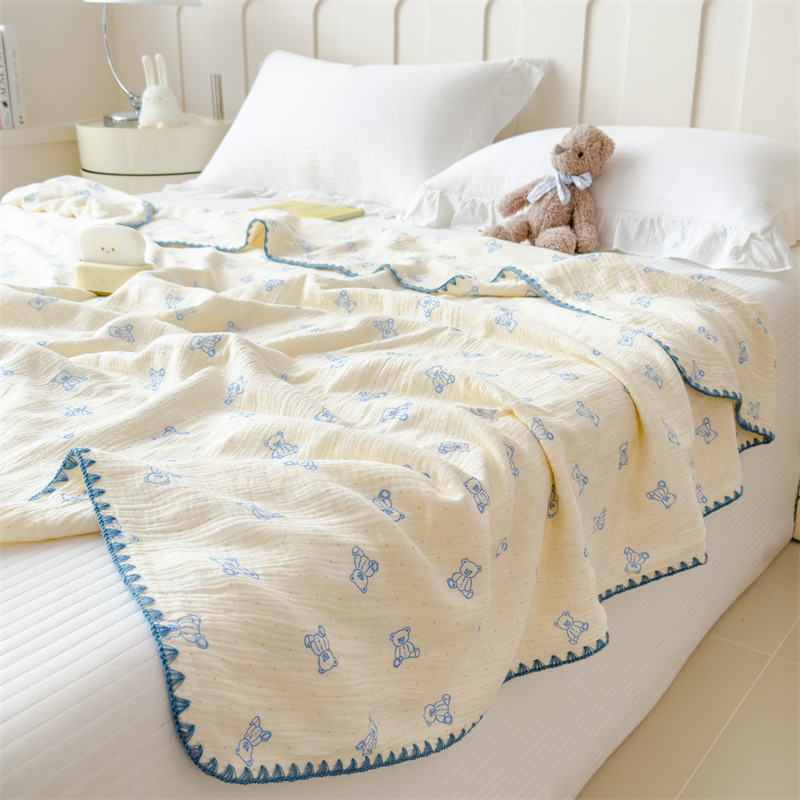 Classe A algodón de doble capa de hilo, manta de verano, manta de aire acondicionado de algodón delgada, manta de sofá dormitorio para cama image 27