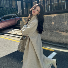 ES5102韩版一粒扣立领中长款羊毛大衣女小个子高级感秋冬呢子外套