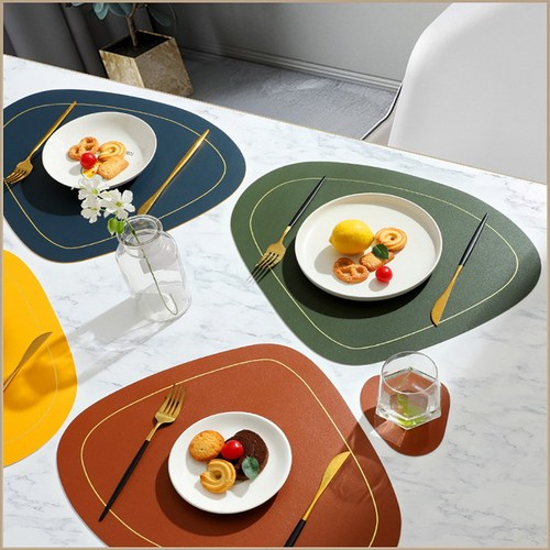 Nordic style Instagram style western food mat double-layer irregular oil-proof heat-insulating mat hotel leather PVC table mat wholesale plate mat
