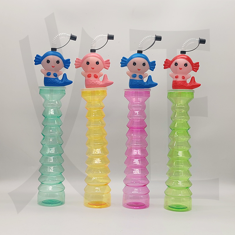 Venta caliente de comercio exterior fabricante spot PET taza de árbol de coco taza de pajita de plástico botella de jugo desechable forma personalizada árbol de coco