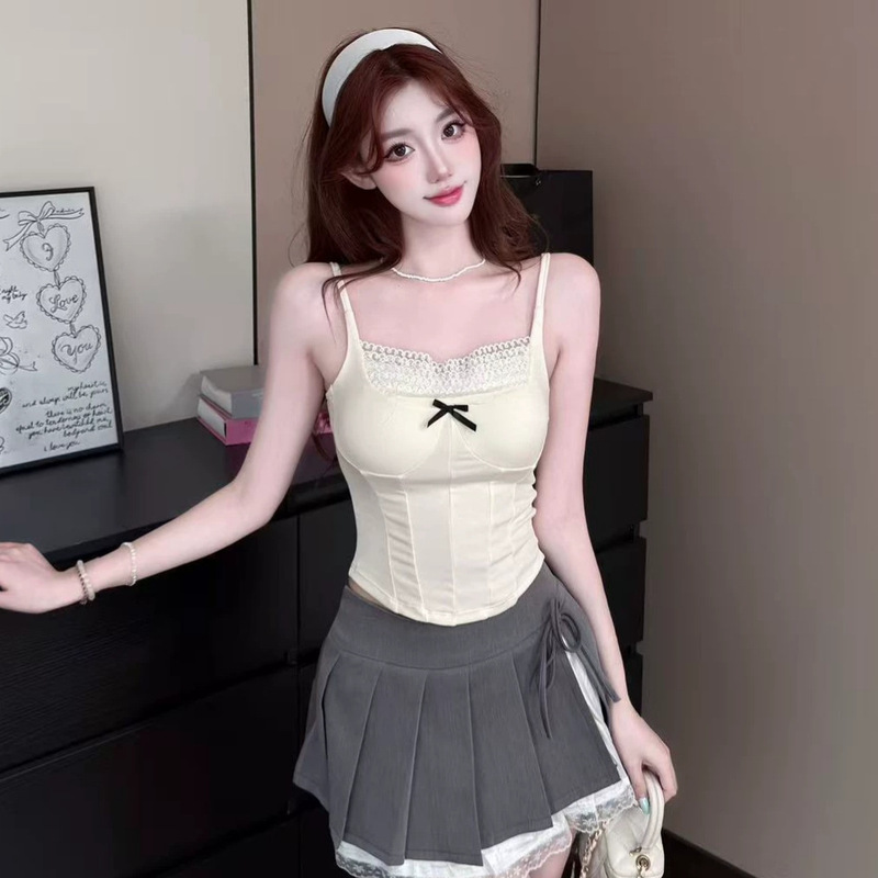 5656 Lace-Trimmed Camisole for Women, Spring Style, Pure Desire Style, Waist-Cinching Top, Slim-Fit Short Inner Layer Base Shirt 5656 Lace-Trimmed Camisole for Women, Spring Style, Pure Desire Style, Waist-Cinching Top, Slim-Fit Short Inner Layer Base Shirt