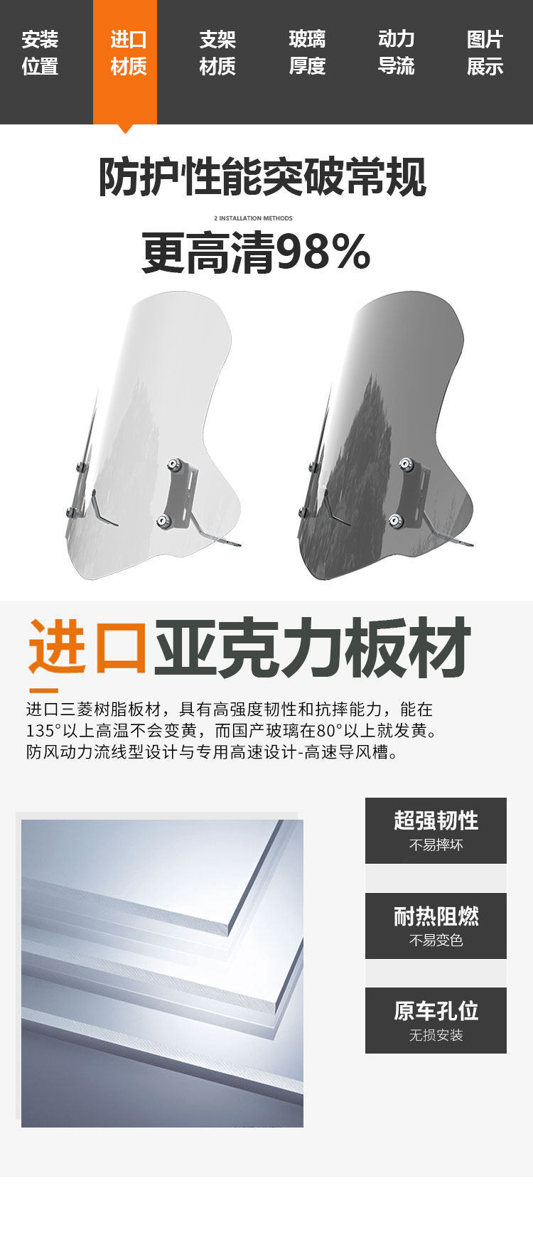 Suitable for the front windshield of Niu NXT NXL electric motorcycles, NLT electric motorcycles, and NX Marathon modified models
