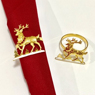 Alloy Elk Napkin Ring Christmas Series Napkin Buckle Plum Blossom Deer Napkin Ring Table Setting Manufacturer Wholesale