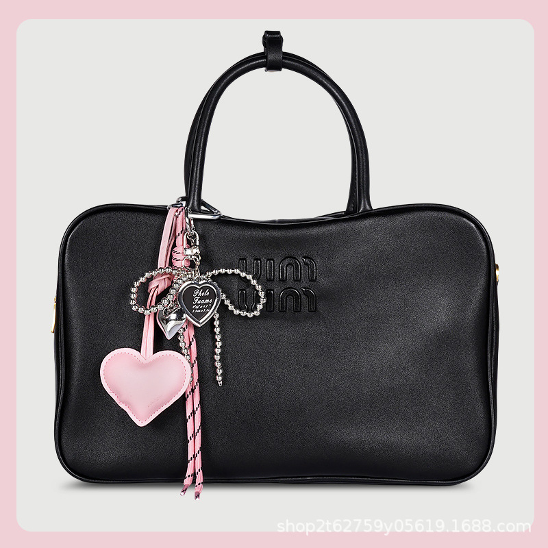 Arco tejido a mano Miu 系 amor bolsos colgantes llaveros PU accesorios colgantes de teléfono móvil regalos al por mayor