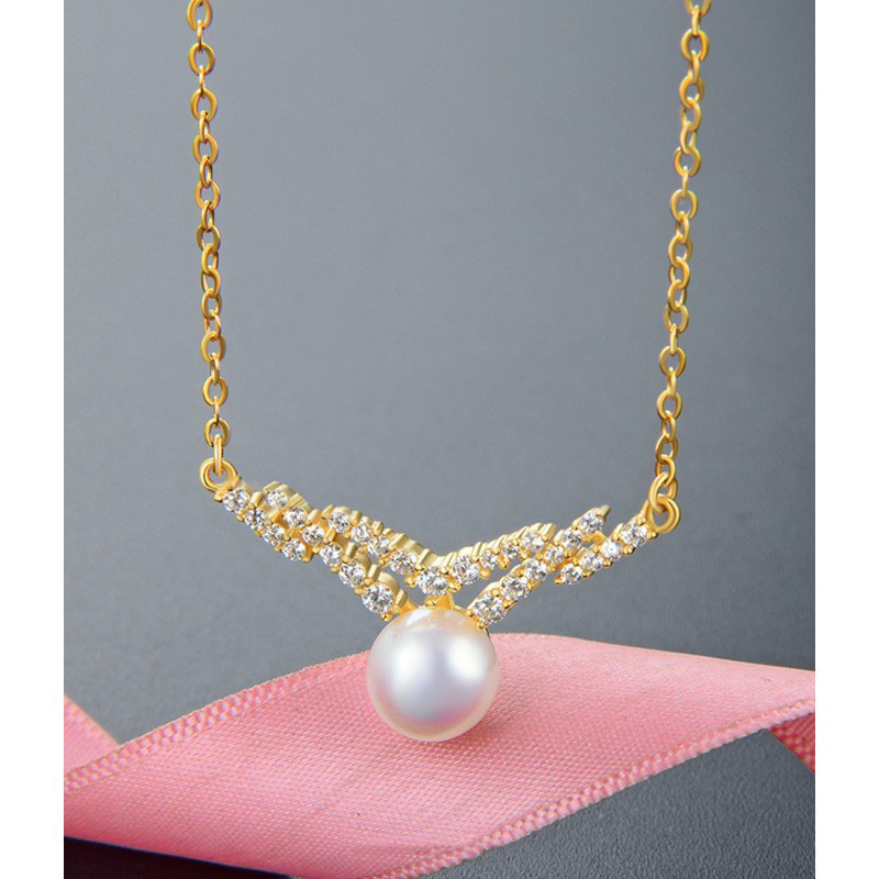 S925 plata esterlina collar de perlas de agua dulce moda ligera lujo personalidad collar de cadena clavícula al por mayor