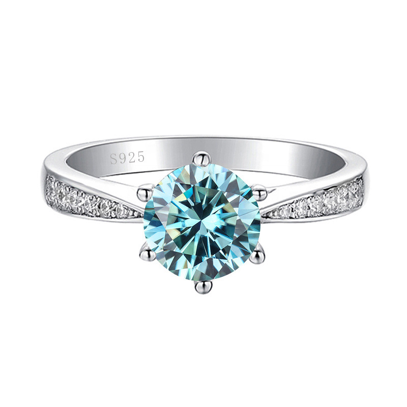 1 quilates 2 quilates de piedra de mosaico 925 plata esterlina pt950 anillo femenino con seis garras fabricantes Zhou suministro directo