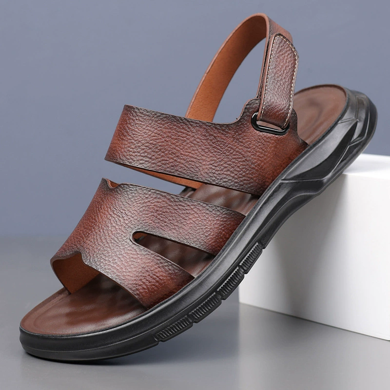 Сандалии мужские летние новые сандалии в корейском стиле мужские нескользящие дышащие повседневные уличные пляжные туфли модные цельные Прямая доставка