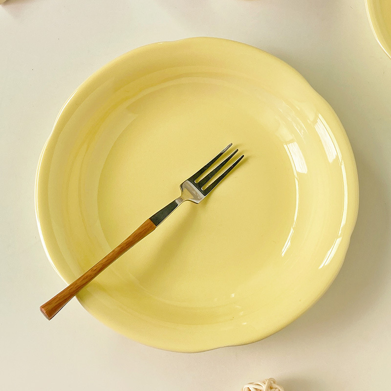 クリームプレートセラミックプレート無地デザートプレートコールドディッシュプレートインスタイル食器卸売ホームダイニングプレートデザートプレート|undefined