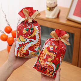 24新年束口袋雪花酥包装袋喜庆糖果饼干年货烘焙奶枣束口袋自封袋