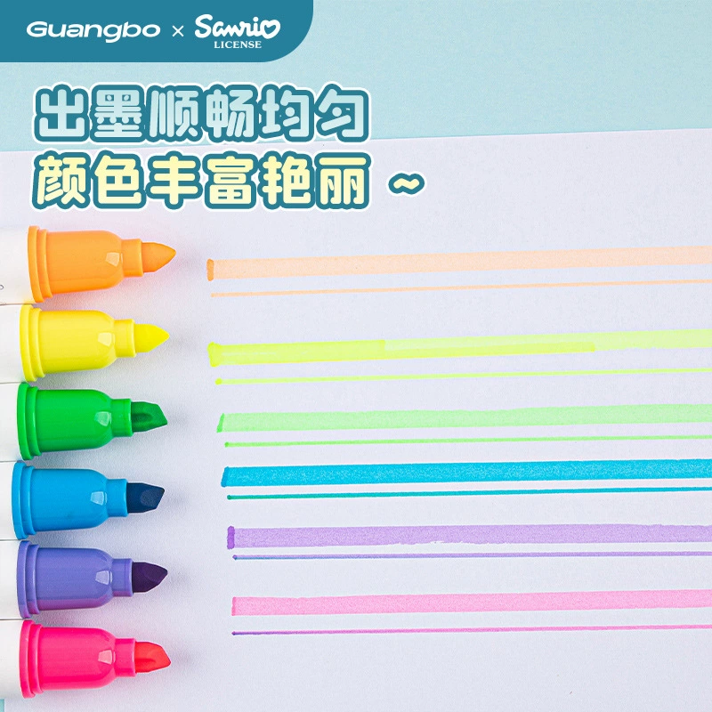 Хайлайтер Guangbo Sanrio Kurome, 4-цветный с косым наконечником, субмаринный дизайн
