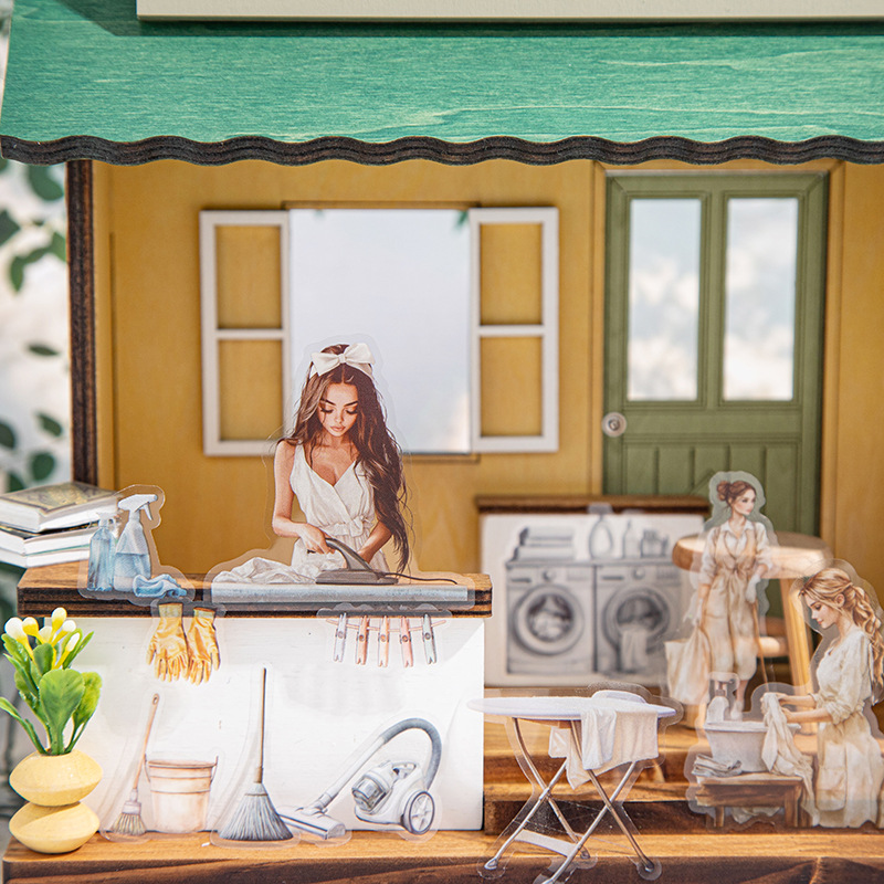 Un día hermoso, cinta ligera retro para la vida del hogar, serie diaria de fin de semana, cinta adhesiva para el paisaje de cuentas a mano