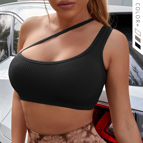 New European and American products with shoulder strap sports bra for women anti-shock and gathering sports vest sexy one-piece yoga bra 