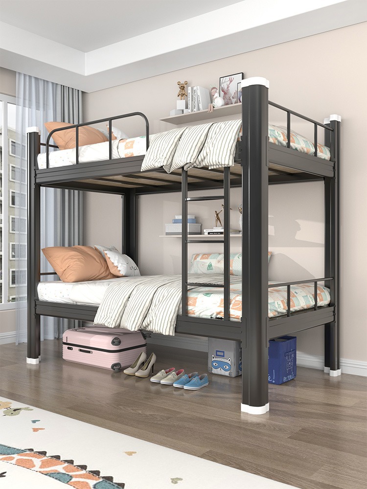 Cama de hierro cama litera superior e inferior personal adulto estudiante dormitorio cama de hierro cama de doble capa cama alta y baja