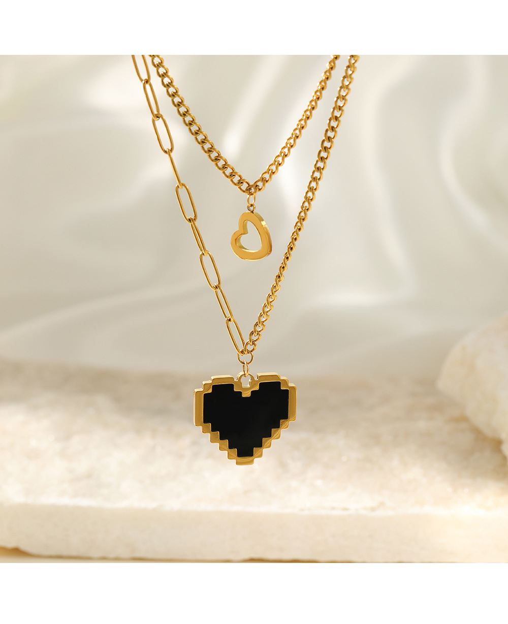 Fashion Heart Shape Stainless Steel Plating Layered Necklaces
