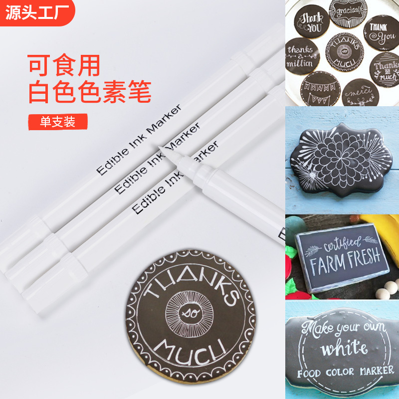Manufacturer Edible Baking Pigment Pen Cake Fondant Biscuit Baking Hook Line Pen White Edible Pen Baking Tools
