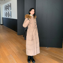 品牌正品2025韩国东大门秋冬新款大毛领中长款修身羽绒棉服女外套