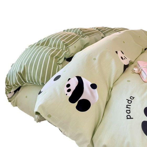 Pure Cotton Three-piece Set College Dormitory Dormitory All Cotton Quilt Cover Four-piece Set Bed Sheet Man Bedding Bedding Core Set of Six