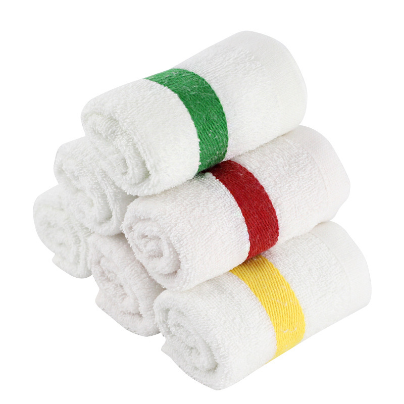 Pure Cotton color stripe white towel 38 * 55cm bar catering foreign trade small towel medium towel gift printing towel customization Pure Cotton color stripe white towel 38 * 55cm bar catering foreign trade small towel medium towel gift printing towel customization