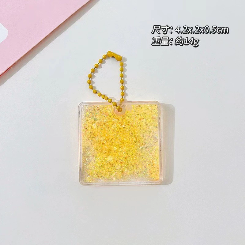 Transparent Creative Keychain DIY, 7×6×1.8 cm, assorted laser & glitter designs (random chain)