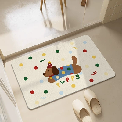 Toilet Door Non-Slip Mat, Bathroom | Avtomobil döşəmə paspasları - happy-sausage-354509cm-square-white-background