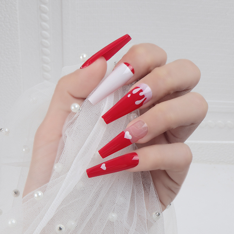 Nail Patch Nail Art Finished Wearable Long Removable and Long-lasting Red Love Removable Nail Patch for Women Nail Patch Nail Art Finished Wearable Long Removable and Long-lasting Red Love Removable Nail Patch for Women