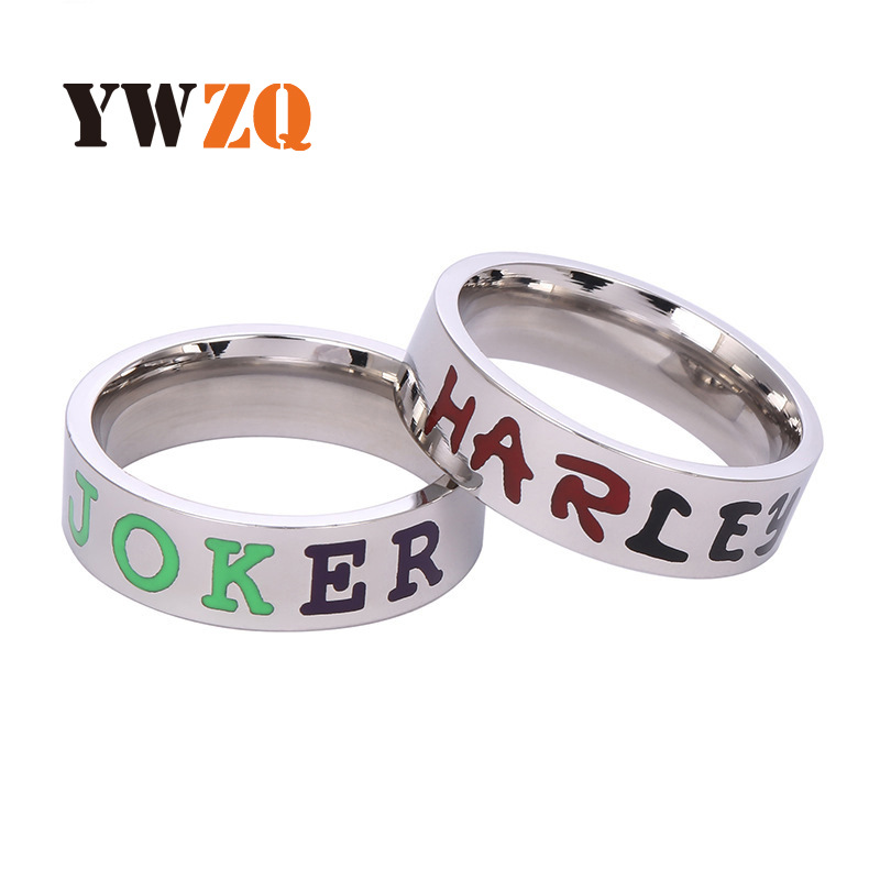 Transfronterizo europeo y americano estilo titanio anillo de acero par anillo de molienda pegamento esmalte de acero inoxidable joyería suministro directo de fábrica