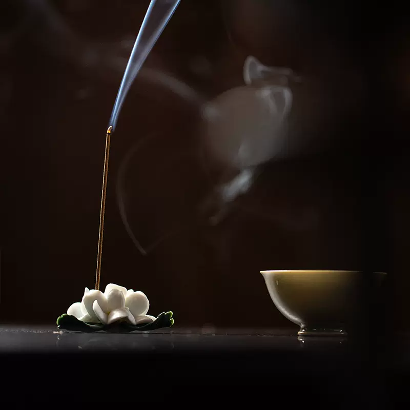 跨境货源 繁花 日式 手作陶瓷 绣球香插 香托 茶道配件 简约摆件