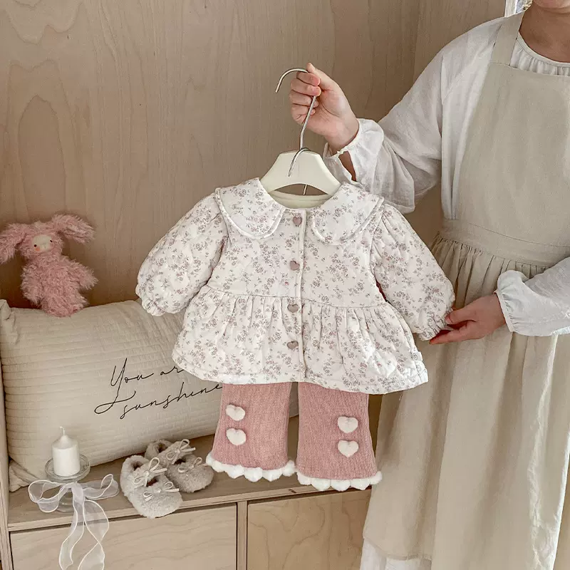 女童碎花棉服0-5岁冬季ins女宝宝洋气夹棉外套儿童加厚棉衣 AY713