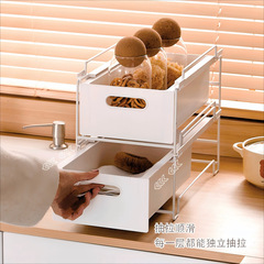 食器棚引き出し式物置棚厨房整理分棚は多層の引き出しかごの下の水槽の収納棚を重ねることができます。