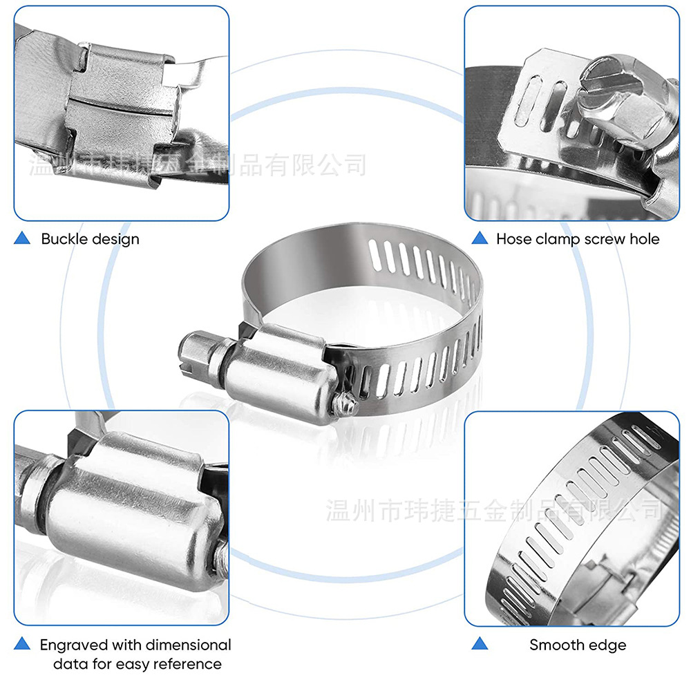 Kit de 40 Piezas de Anillos de Unión Combinados de Acero Inoxidable 201/Estilo Americano, con Abrazadera Resistente, en Caja