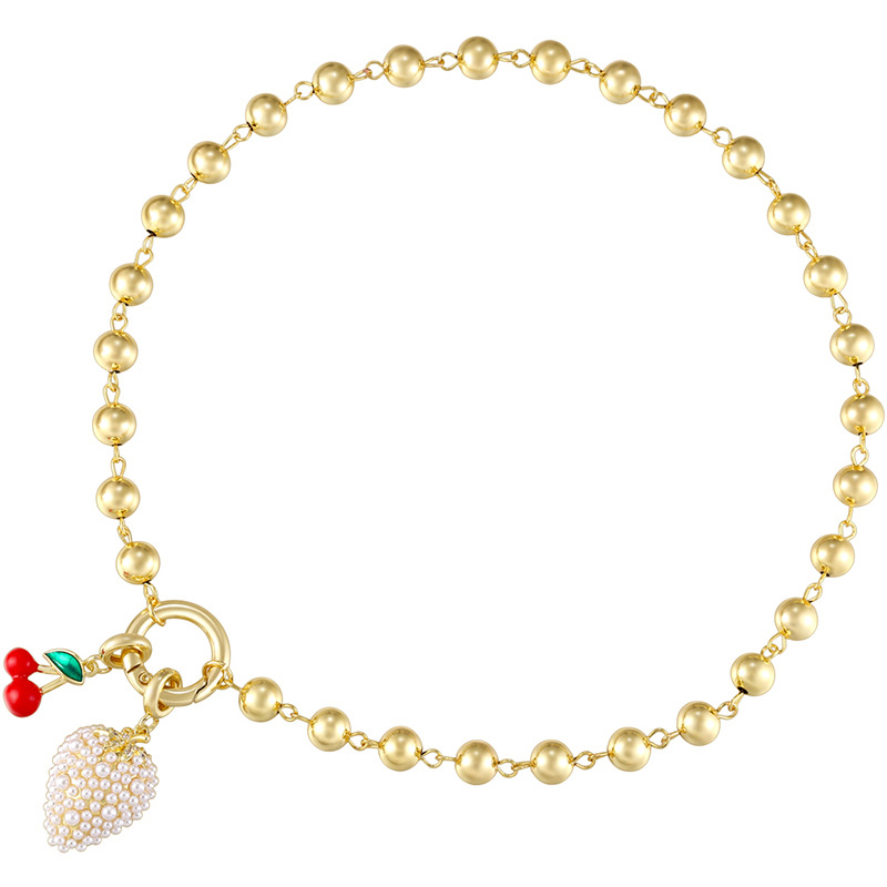 Strawberry Sweet Copper Pendant Necklace Spring Ring Trigger Clasp Closure display picture 7