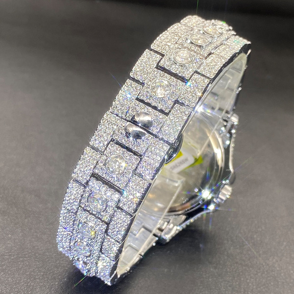 High-end swiss watch with rhinestones hip-hop style