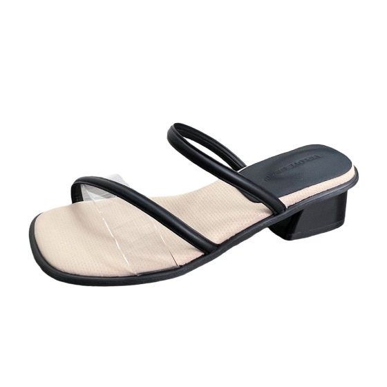 Thick Heel Transparent Belt Sandals and Slippers for Women 2025 Summer New All-match Simple French Elegant Fashion High Heel Slippers